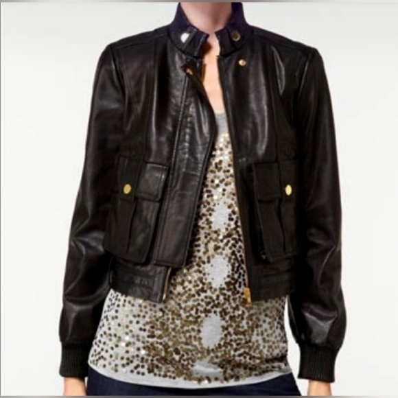 TORY BURCH RICHARD LEATHER BOMBER JACKET - Picture 1 of 9